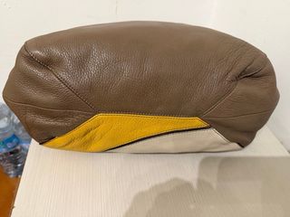 Borsa pelle marrone e gialla