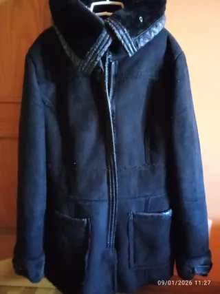 Abrigo de piel negro mujer