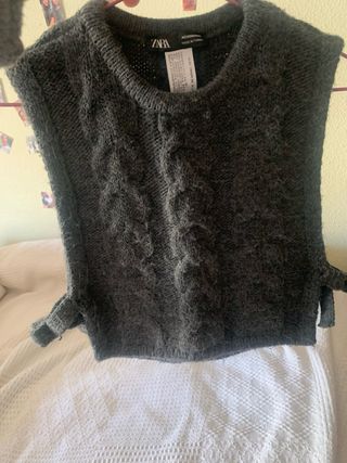 Chaleco punto Zara gris Talla M niños, 8-10 años