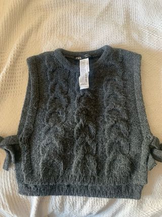Chaleco punto Zara gris Talla M niños, 8-10 años