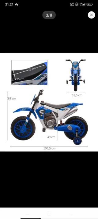 Moto Eléctrica Infantil 12V Azul