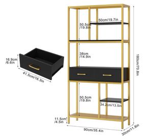 Estantería Metálica Negra y Dorada solo estanteria