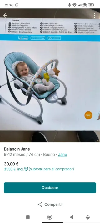 Balancín hamaca Jane 2 en 1