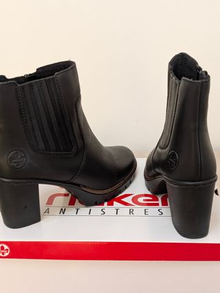 Botines Rieker Mujer Cuero Negro Talla 39, NUEVOS
