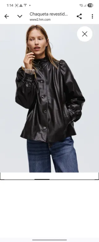 Chaqueta H&M efecto piel mangas abullonadas