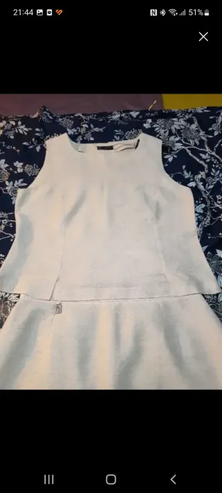 Conjunto falda y top lino Pepa García beige