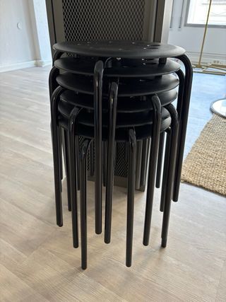 6 Taburetes Metálicos Negros Ikea MARIUS