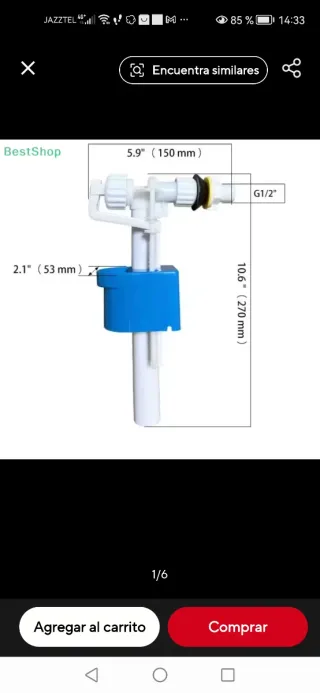 Válvula de inodoro de plástico