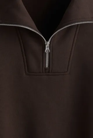 Sudadera H&M Marrón  Oscuro Media Cremallera