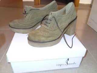 Botines piel verde oliva talla 38