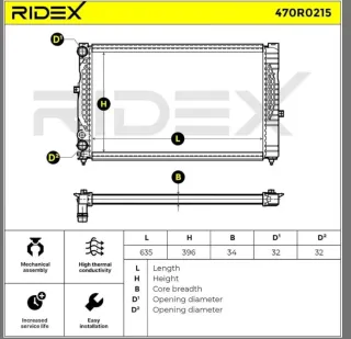Radiador RIDEX VW Passat B5 SKODA SUPERB