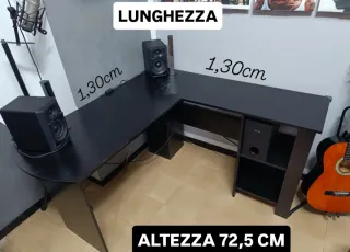 Scrivania angolare nera 130cm