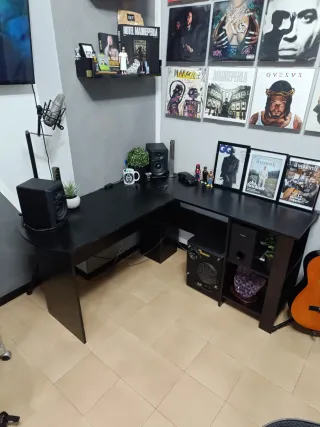 Scrivania angolare nera 130cm