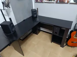 Scrivania angolare nera 130cm