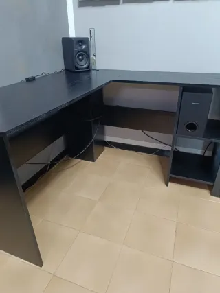 Scrivania angolare nera 130cm