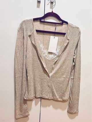 Cardigan y top encaje ZARA etiqueta
