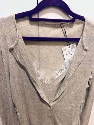Cardigan y top encaje ZARA etiqueta