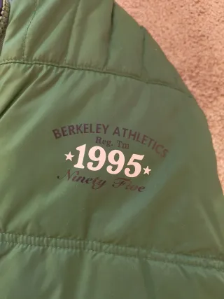 Chaleco acolchado reversible azul/verde, talla 16.