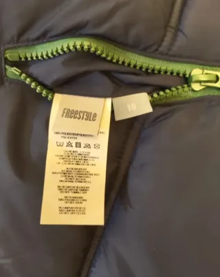 Chaleco acolchado reversible azul/verde, talla 16.