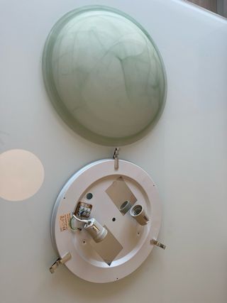 Plafoniera in vetro verde e bianco