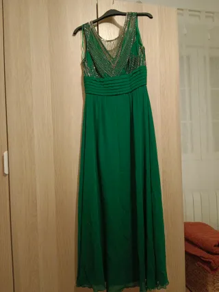 Vestido verde gasa y lentejuelas