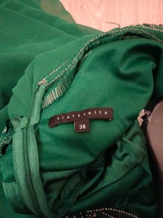 Vestido verde gasa y lentejuelas