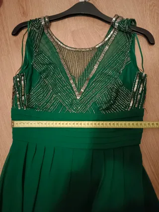 Vestido verde gasa y lentejuelas