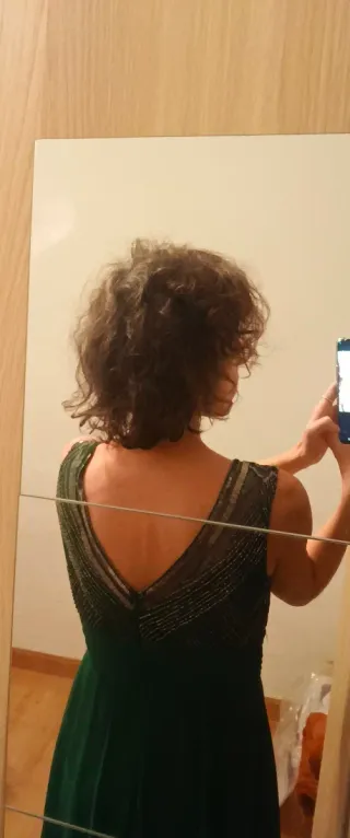 Vestido verde gasa y lentejuelas