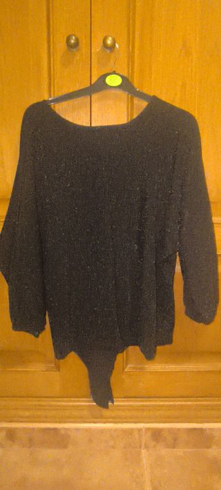 Jersey Negro Brillante con Nudo Talla Única