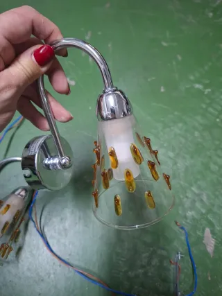 2 Lámparas de metal y cristal