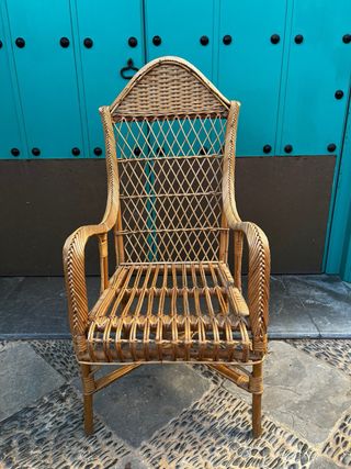 Butaca mimbre y bambú años 70