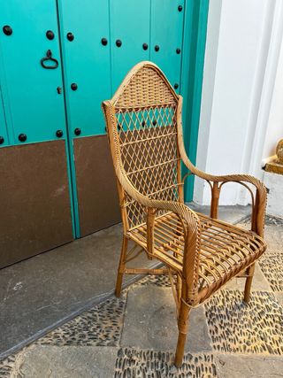 Butaca mimbre y bambú años 70