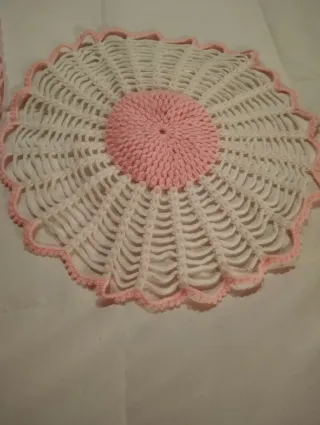 Set 2 Tappeti Lana Rosa e Bianco