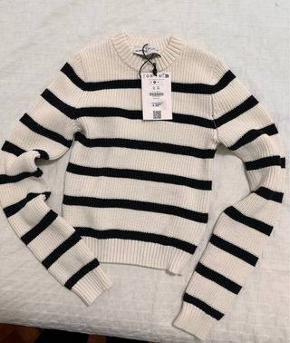 Jersey Bershka Rayas Blanco y Negro Talla S