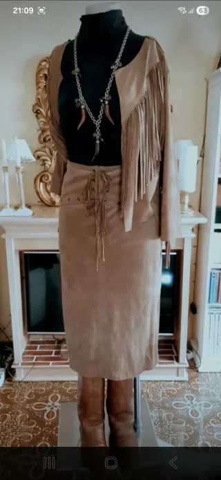 Falda antelina country boho con cordones