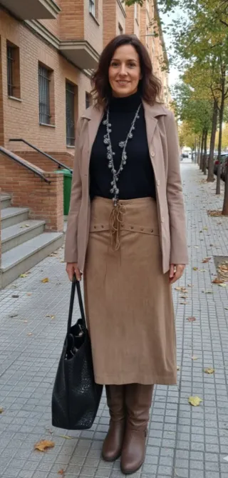 Falda antelina country boho con cordones