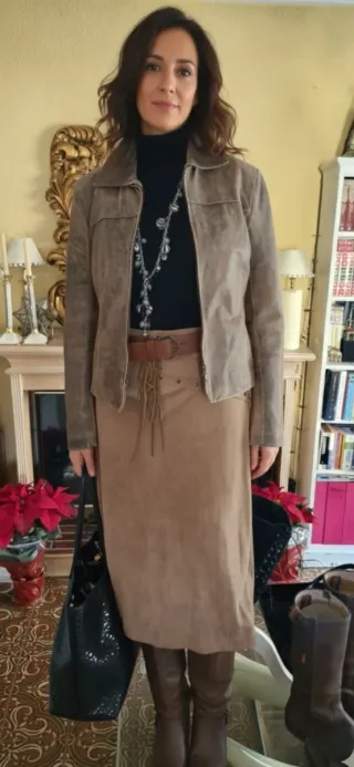 Falda antelina country boho con cordones