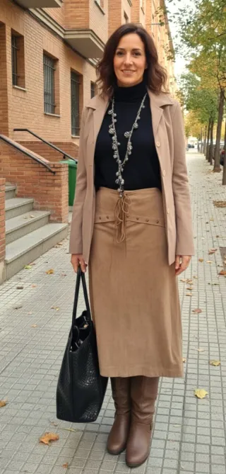 Falda antelina country boho con cordones