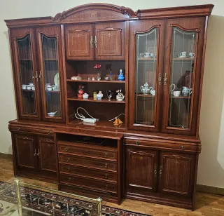 Mueble de salón modular madera y cristal