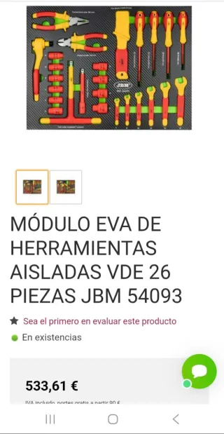 Módulo EVA Herramientas Aisladas VDE 26 Piezas JBM