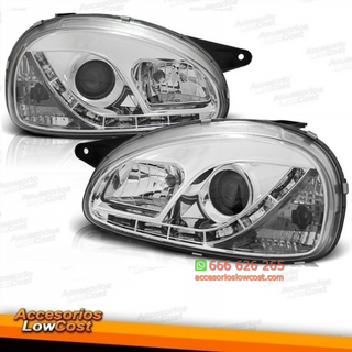FAROS LUZ DIURNA LED, CORSA B, 93-00- CRISTAL CLA