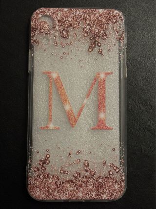 Funda iPhone XR con Glitter y Inicial M