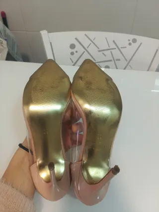 Zapatos de tacón blanco,rosa nude y transparente