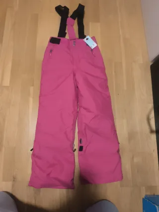 Pantalones de nieve rosas con tirantes