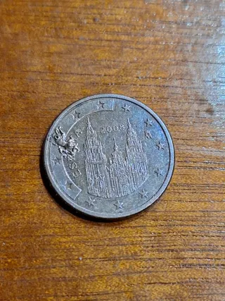 Moneda 5 cent. 2008 con errores visible