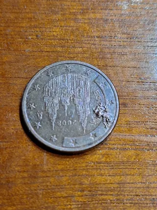 Moneda 5 cent. 2008 con errores visible