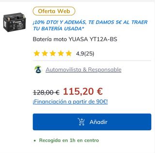 Batería Yuasa YT12A-BS Moto AGM