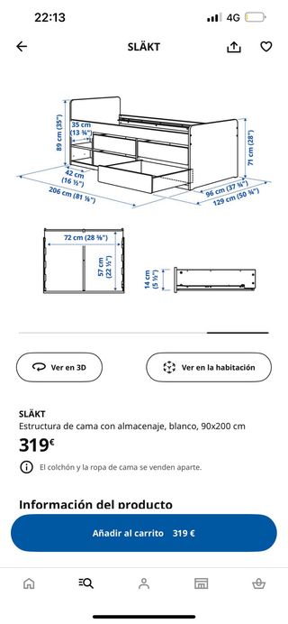 Cama individual con cajones incluye somier