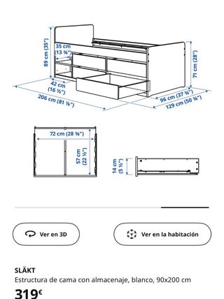 Cama individual con cajones incluye somier