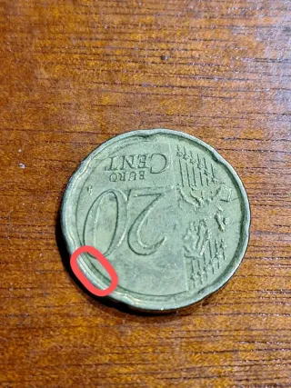 Moneda 20cent. 2008 con errores